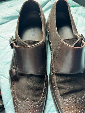 Boss Brown Leather & Suede Monk Strap Oxfords